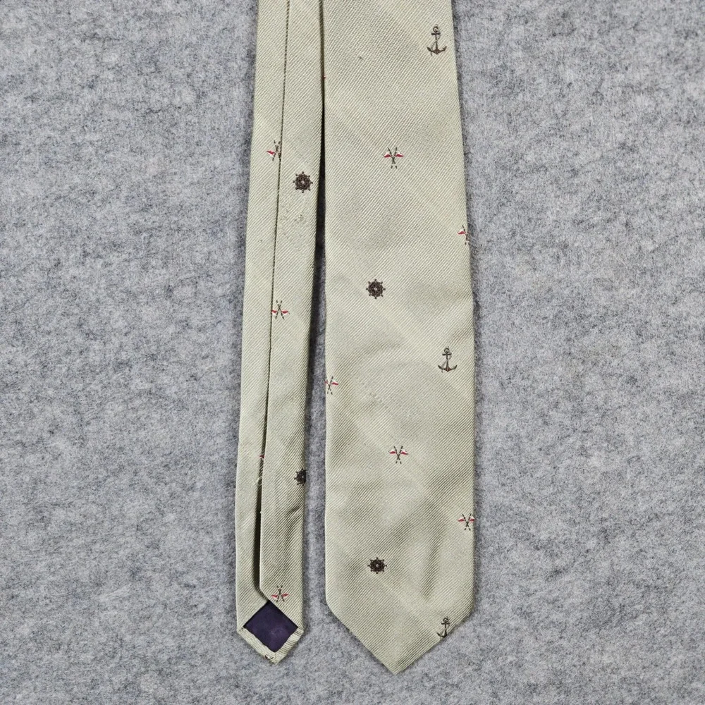 Chaps Ralph Lauren Vintage Silk Neck Tie Nautical Theme Champagne‎ Color SNAGS